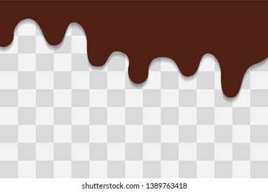 Flowing melted chocolate cartoon vector illustration isolated on transparent background 