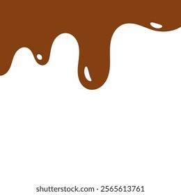 Flowing melted chocolate liquid cartoon style. chocolate melt drip background for packaging design.