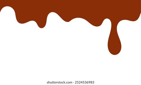 fließende geschmolzene Schokolade auf weißem Hintergrund. schmelzender brauner Lack. nahtlose tropfende Choco-Illustration für Banner- oder Verpackungsdesign.