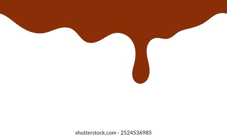 Chocolate derretido que fluye sobre fondo blanco. pintura marrón derretida. ilustración de choco de goteo sin costuras para el diseño de Anuncio o empaque.