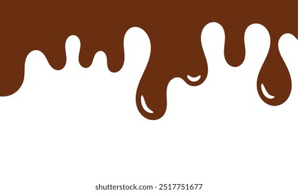 Flowing melted milk chocolate liquid cartoon vector illustration
