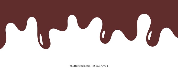 Flowing melted milk chocolate liquid cartoon vector illustration