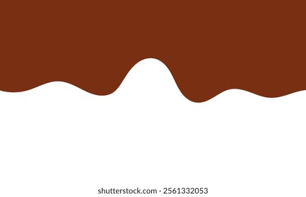 Flowing melted milk chocolate liquid cartoon vector illustration for banner or packaging design.