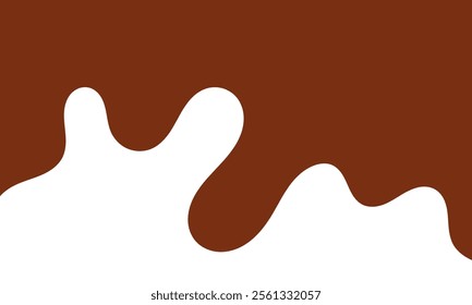 Flowing melted milk chocolate liquid cartoon vector illustration for banner or packaging design.