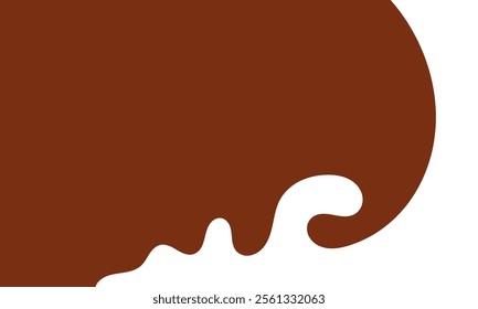 Flowing melted milk chocolate liquid cartoon vector illustration for banner or packaging design.