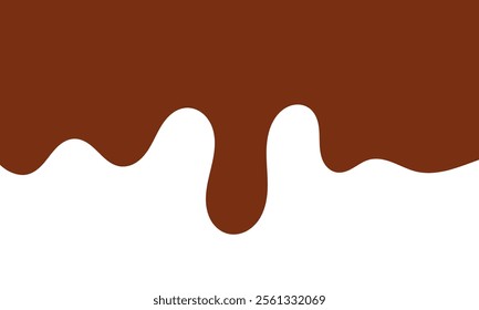 Flowing melted milk chocolate liquid cartoon vector illustration for banner or packaging design.