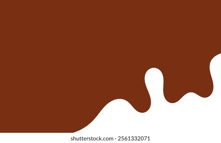 Flowing melted milk chocolate liquid cartoon vector illustration for banner or packaging design.