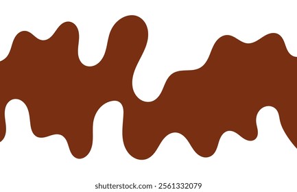 Flowing melted milk chocolate liquid cartoon vector illustration for banner or packaging design.