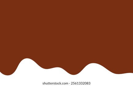 Flowing melted milk chocolate liquid cartoon vector illustration for banner or packaging design.