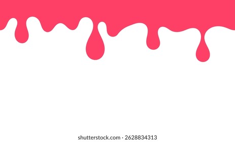 fluindo cor-de-rosa derretido sobre fundo branco. derretendo creme de morango. ilustração de creme gotejante sem costura para banner ou design de embalagem.