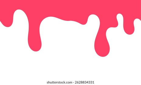 flowing melted pink paint on white background. melting  strawberry cream. seamless dripping cream illustration for banner or packaging design.