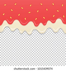Flowing milk cream and strawberry jam vector.