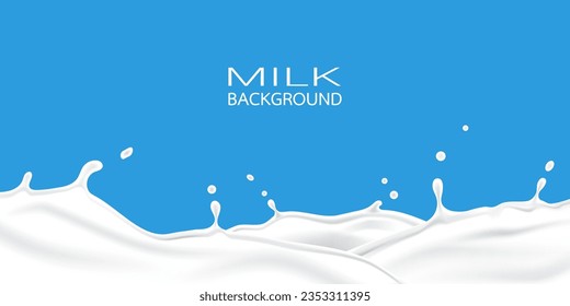 Flowing milk with splash  background vector illustration