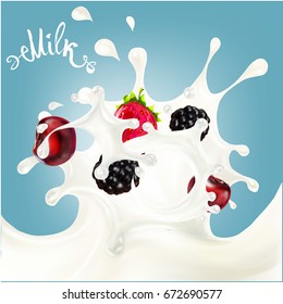 The flowing milk vector Lettering cherry blossom