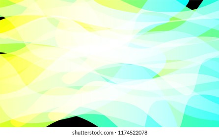 Flowing Minimal Background. Bright Neon Dynamic Design for Card, Cover, Banner. Gradient Shapes on Black Background.