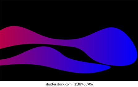 Flowing Minimal Background. Bright Neon Futuristic Design for Wallpaper, Banner, Placard. Gradient Shapes on Black Background.