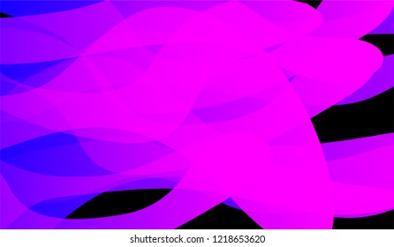 Flowing Minimal Background. Bright Neon Futuristic Design for Print, Cover, Poster. Gradient Shapes on Black Background.