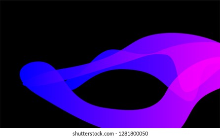 Flowing Minimal Background. Bright Neon Dynamic Design for Wallpaper, Brochure, Placard. Gradient Shapes on Black Background.