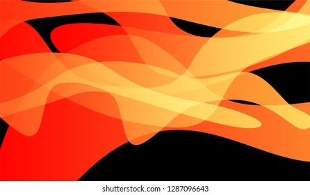 Flowing Minimal Background. Bright Neon Futuristic Design for Print, Brochure, Placard. Gradient Shapes on Black Background.