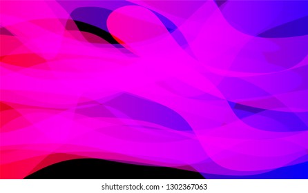 Flowing Minimal Background. Bright Neon Modern Design for Print, Brochure, Placard. Gradient Shapes on Black Background.