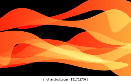 Flowing Minimal Background. Bright Neon Modern Design for Card, Cover, Banner. Gradient Shapes on Black Background.
