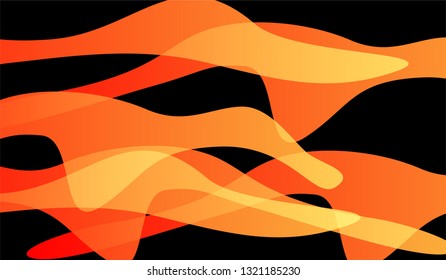 Flowing Minimal Background. Bright Neon Trendy Design for Card, Cover, Banner. Gradient Shapes on Black Background.