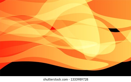 Flowing Minimal Background. Bright Neon Dynamic Design for Card, Cover, Poster. Gradient Shapes on Black Background.