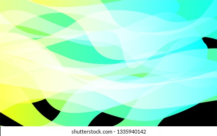 Flowing Minimal Background. Bright Neon Trendy Design for Print, Brochure, Poster. Gradient Shapes on Black Background.