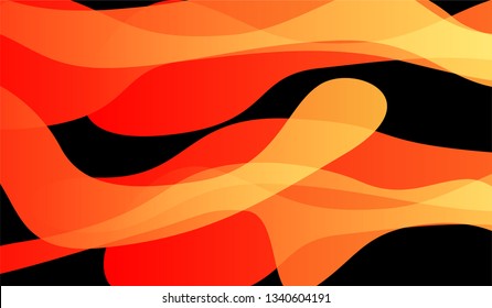 Flowing Minimal Background. Bright Neon Trendy Design for Print, Brochure, Placard. Gradient Shapes on Black Background.