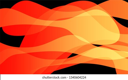 Flowing Minimal Background. Bright Neon Trendy Design for Wallpaper, Banner, Placard. Gradient Shapes on Black Background.