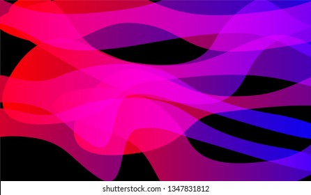 Flowing Minimal Background. Bright Neon Dynamic Design for Print, Brochure, Poster. Gradient Shapes on Black Background.