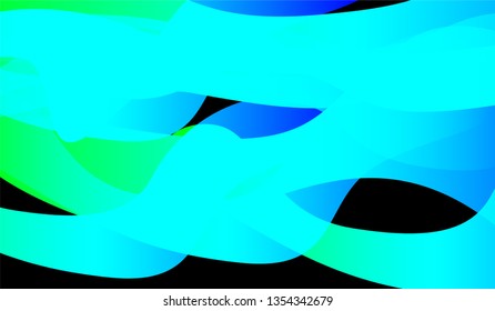 Flowing Minimal Background. Bright Neon Futuristic Design for Print, Brochure, Placard. Gradient Shapes on Black Background.