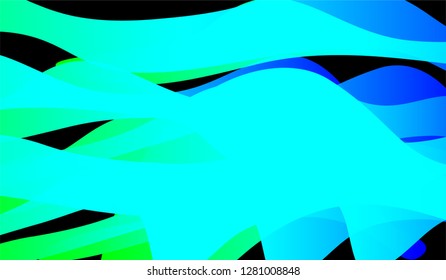 Flowing Minimal Background. Colorful Neon Futuristic Design for Card, Cover, Poster. Gradient Shapes on Black Background.