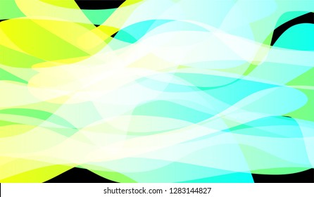 Flowing Minimal Background. Colorful Neon Dynamic Design for Card, Banner, Placard. Gradient Shapes on Black Background.