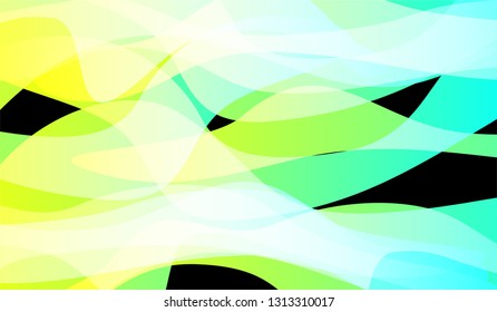 Flowing Minimal Background. Colorful Neon Trendy Design for Print, Cover, Poster. Gradient Shapes on Black Background.