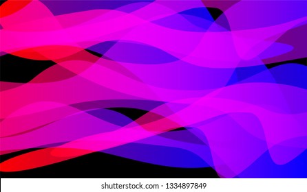Flowing Minimal Background. Colorful Neon Futuristic Design for Wallpaper, Brochure, Placard. Gradient Shapes on Black Background.