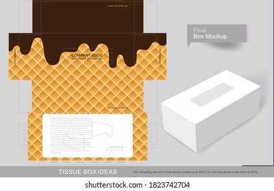 Flowing molten ice-cream pattern tissue box concept, template for creative business purpose, place your text and logos and ready to go for print 