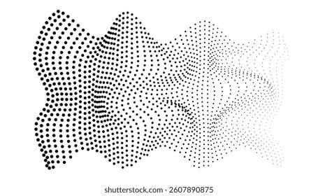 Flowing monochrome dot pattern in distorted waveform
