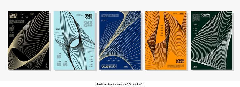 Flowing motion dynamic curve line cover design bundle