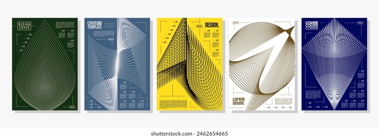 Flowing motion dynamic stripe line abstract cover design set