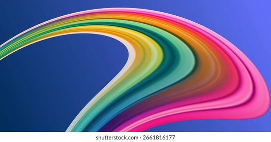 Fluyendo flujo multicolor en capas. Cinta de color de movimiento de flujo. Imagen de Vector. Fondo de onda de movimiento Abstractas