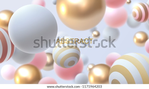 Flowing multicolored spheres. Vector creative illustration. Abstract background with 3d geometric shapes. Trendy cover design. Ads banner or brochure template. Modern dynamic wallpaper