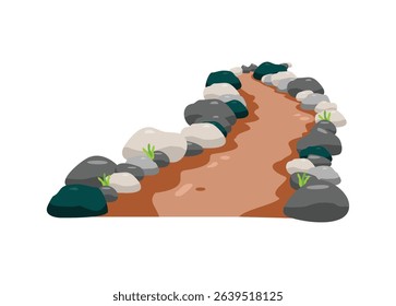 Flowing murky river. Simple flat illustration.