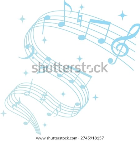Flowing musical notes illustration (blue)