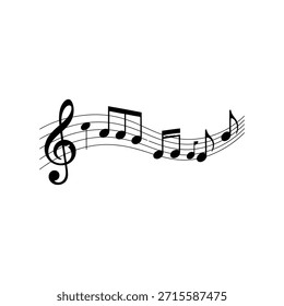 Eine fließende musikalische Phrase mit Noten und einem Klöppel