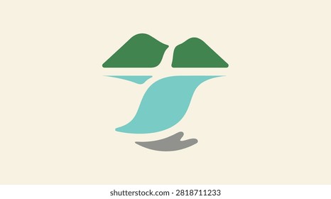 Flowing nature icon representing waterfalls and pristine environmental locations.