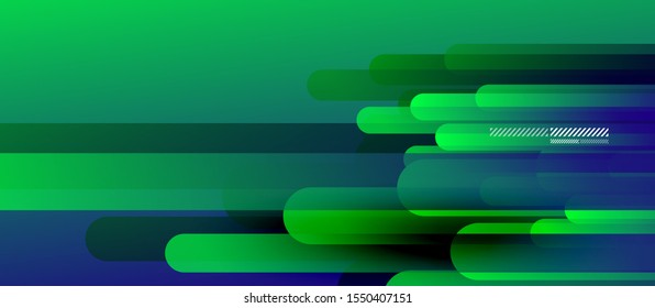 Flowing neon gradients geometric abstract background with straight lines and round tails. Fluid color pattern of color liquid gradient background for wallpaper, banner, background, card, landing page