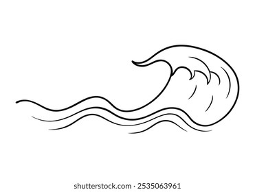 Flowing Ocean Wave in Continuous Line Art