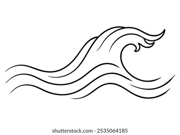 Flying Ocean Wave in Continuous Line Art