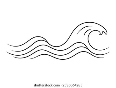 Fluxo Onda Oceânica em Linha Contínua Arte